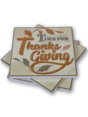 Coventry Vintage Porcelain Time for Sharing Thanksgiving Hosting Coasters Set